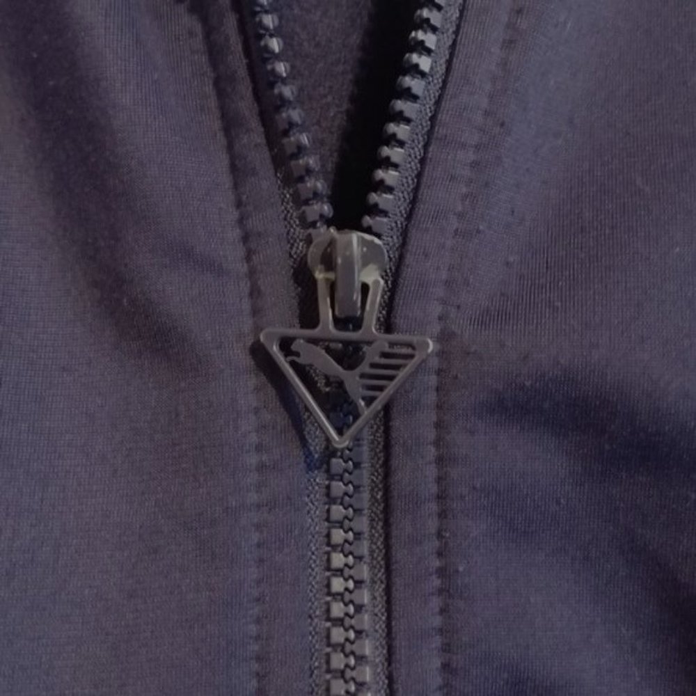 Puma Kids Size Medium Warm Up Jacket Youth Blue/White Zip Front Collar - Picture 6 of 7